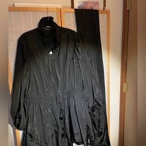 Adam Lippes New York Black Nylon Ruched Anorak/Raincoat with Scarf size 2XL